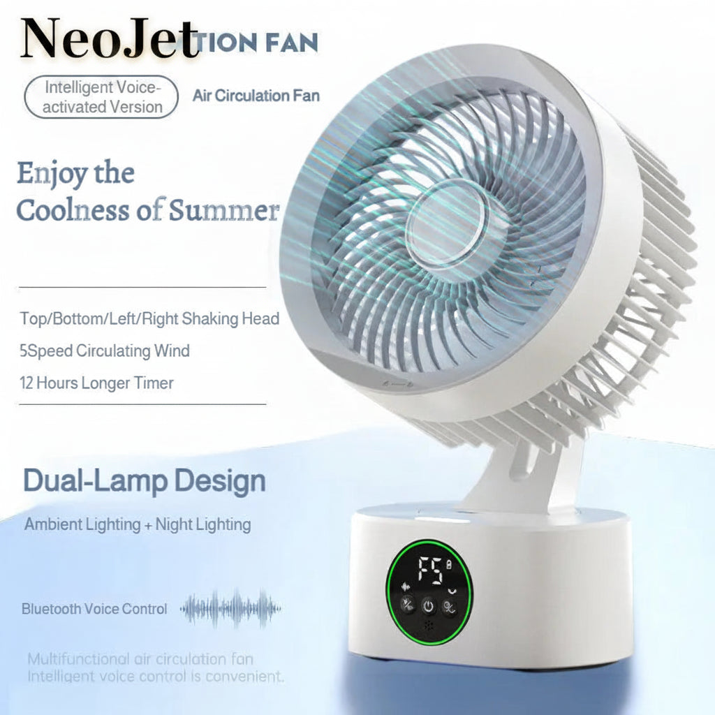 NeoJet SmartDesk — Voice Timer, USB Charging & Oscillating Fan