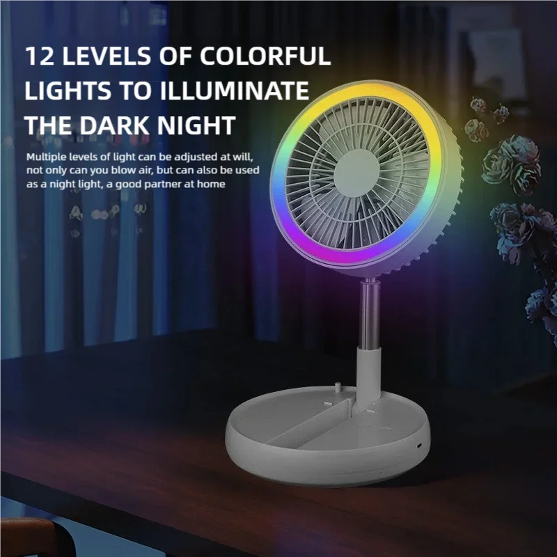 NeoJet TowerGlow — Telescopic Floor Fan with Lamp & USB Charging